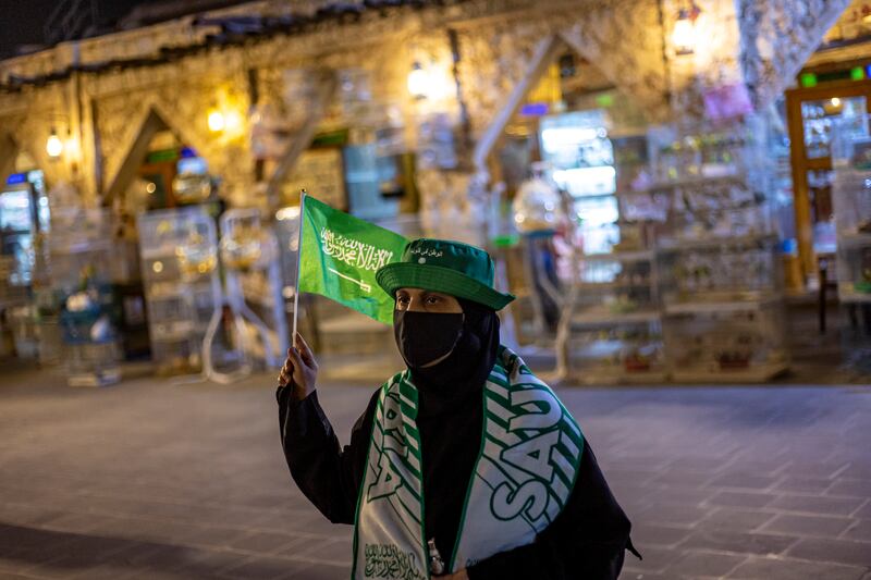 A Saudi fan in Souq Waqif, Doha, Qatar, November 22, 2022. EPA