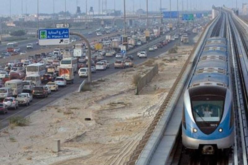 Traffic jams like this one on Sheikh Zayed Road, near the Mall of the Emirates, can be avoided by using the Metro.