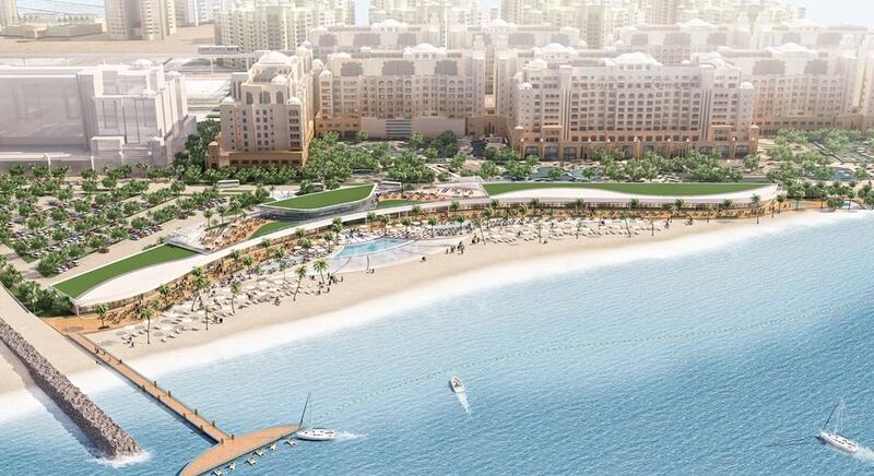 Nakheel will create a 1.5km beach along the Palm Jumeirah’s western trunk. Courtesy Nakheel