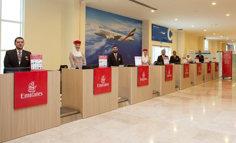 Emirates check-in counters at Port Rashid mean passengers can disembark from cruise ships and check-in directly for any onward Emirates flight. Courtesy Emirates