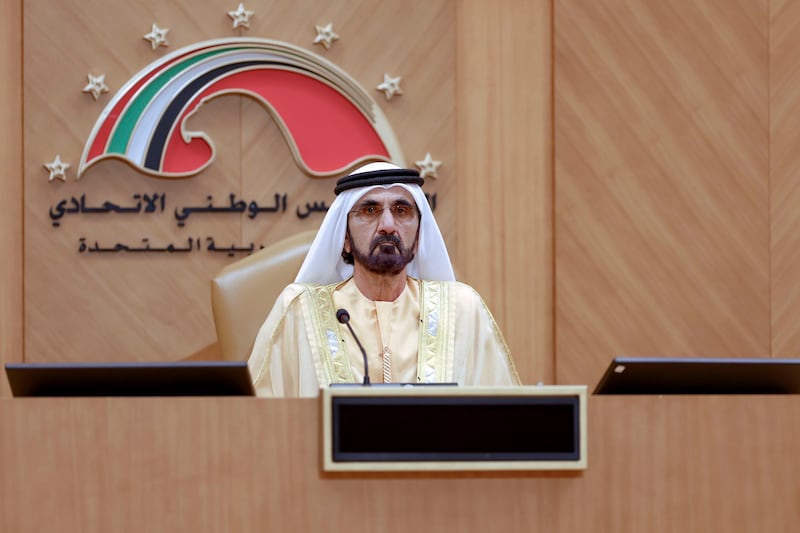 Sheikh Mohammed bin Rashid, Vice President and Ruler of Dubai, opens the new Federal National Council session in Abu Dhabi. All photos: Dubai Media Office