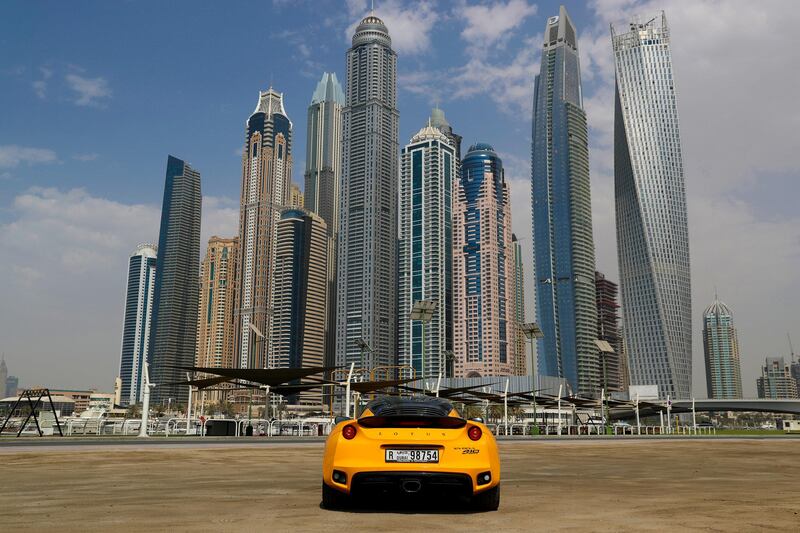 Dubai, United Arab Emirates, August 06, 2017: Lotus Evora 410 Sport road test for motoring on Sunday, Aug. 06, 2017, The Marina, Dubai. Chris Whiteoak The National