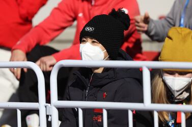 BEIJING, CHINA - FEBRUARY 08: Chinese tennis player Peng Shuai looks on during the Women's Freestyle Skiing Freeski Big Air Final on Day 4 of the Beijing 2022 Winter Olympic Games at Big Air Shougang on February 08, 2022 in Beijing, China. (Photo by Richard Heathcote / Getty Images)