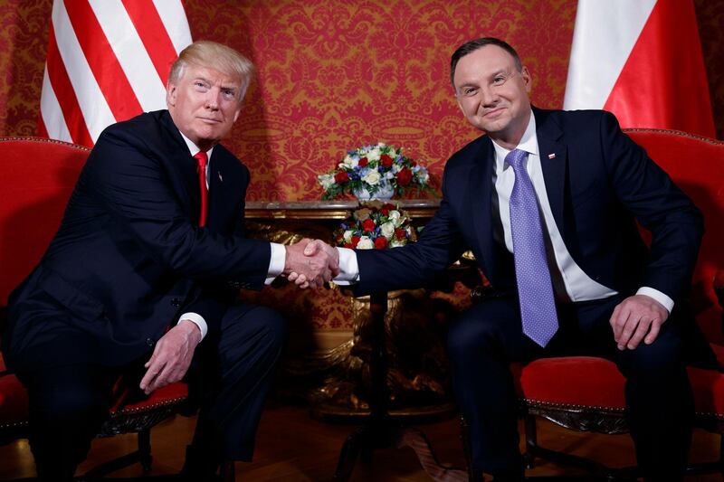 Mr Duda is also close ally of US President Donald Trump and became the first foreign leader to visit the White House since February last month. AP