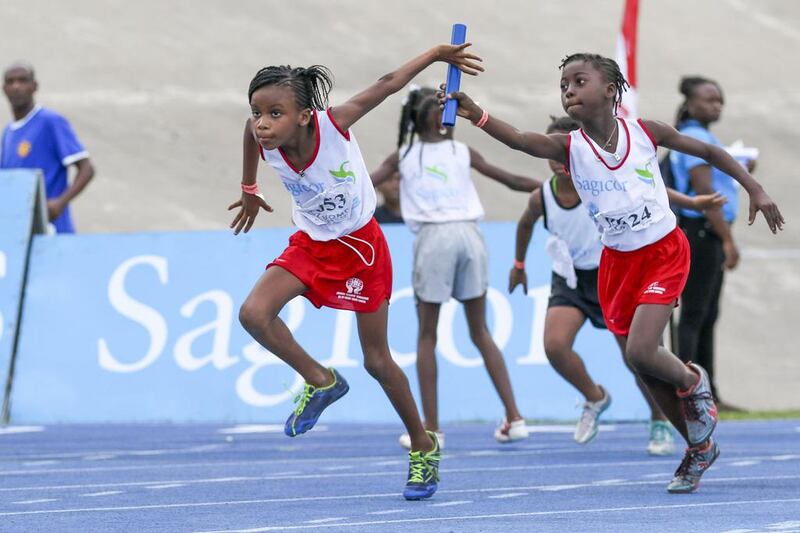 Children (Under 12) competing at the Annual Primary Schools Track Meet, May 16, 2015 at Jamaica’s National Stadium, Kingston, Jamaica. Bellamy Athelstan / photosbybellamy.com