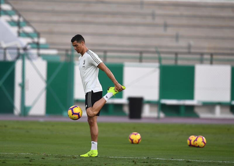 Cristiano Ronaldo warms up during the session. Getty Images