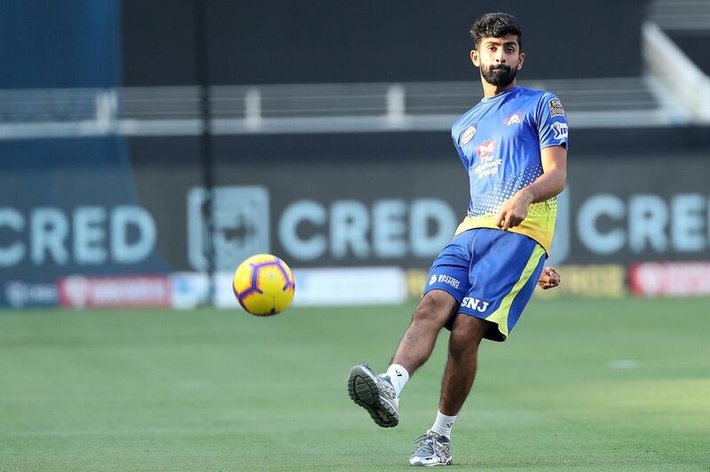 Jagadeesan Narayan of Chennai Superkings during match 18 of season 13 of the Dream 11 Indian Premier League (IPL) between the Kings XI Punjab and the Chennai Super Kings held at the Dubai International Cricket Stadium, Dubai in the United Arab Emirates on the 4th October 2020.  Photo by: Ron Gaunt  / Sportzpics for BCCI