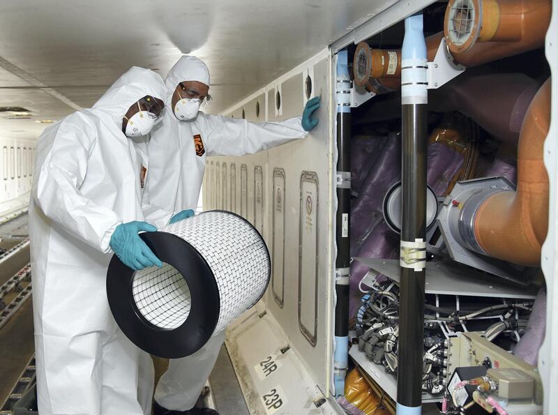 Between 18 and 36 cleaners go to work on planes ahead of flights.