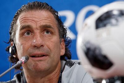 epa06822138 Saudi Arabia head coach Juan Antonio Pizzi during a press conference in Rostov-on-Don, Russia 19 June 2018. Uruguay will play Saudi Arabia in their FIFA World Cup 2018 Group A match 20 June 2018.  EPA/SHAWN THEW   EDITORIAL USE ONLY