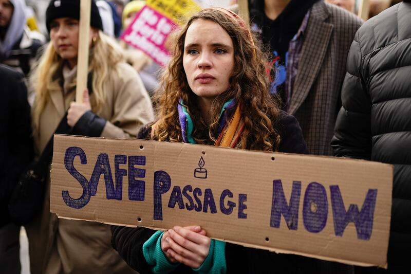 Protesters are calling on the UK Government to scrap the Nationality and Borders Bill and for the rapid expansion of safe and legal routes for refugees to enter Britain and claim asylum. PA