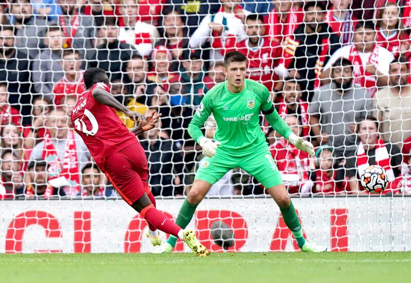 Liverpool's Sadio Mane fires past Nick Pope in the Burnley goal to make it 2-0. PA