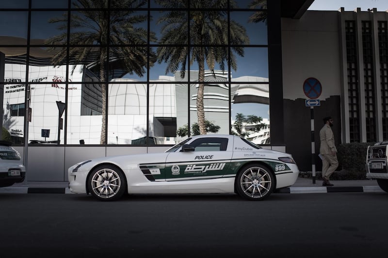 Dubai police supercar fleet.  Mercedes-Benz SLS-AMG.  Courtesy WSF Creative
 *** Local Caption ***  wk01ma-police5-PG.jpg