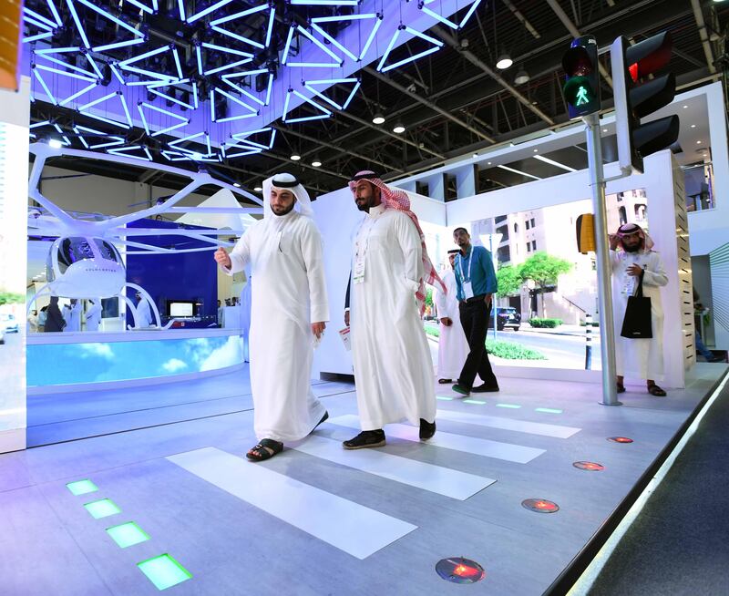 The RTA displayed its Smart Pedestrian Crossing at Gitex on Monday. The Volocopter can be seen in the background. RTA