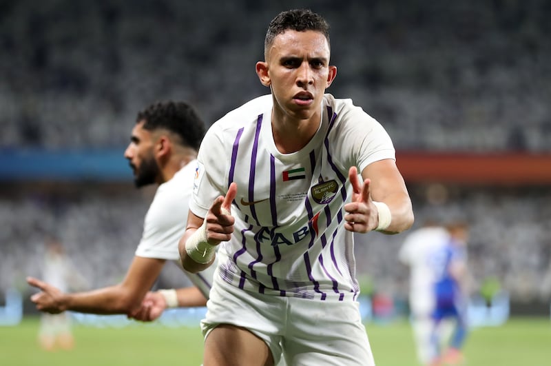 Soufiane Rahimi after scoring his second of the match and Al Ain's third.
