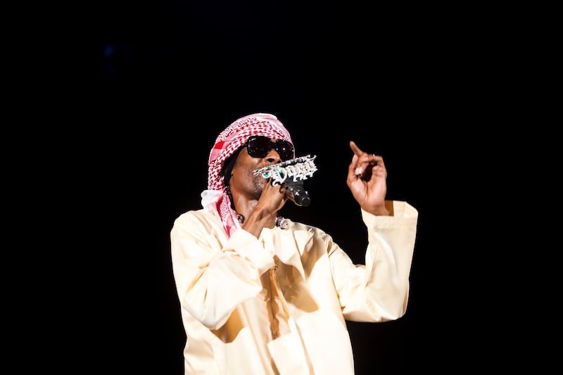 ABU DHABI, UNITED ARAB EMIRATES – May 6, 2011:   
American hip-hop artist Snoop Dogg performs at Yas Arena in Abu Dhabi on Friday May 6, 2011. ( Andrew Henderson / The National )
