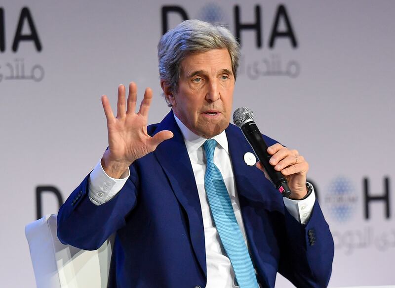 US Special Presidential Envoy for Climate John Kerry at the Doha Forum. EPA