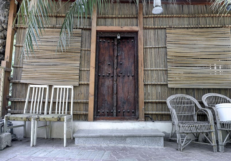 Al Ain, United Arab Emirates, October 7, 2019.  
Weekend – photo essay 
Discovering agricultural practices at Al Ain Oasis: there’s a new programme that introduces visitors to the UAE’s plant species, crops and agriculture professions running throughout October and November.
-- Date farmers rest area and storage hut.
Victor Besa / The National
Section:  WK
Reporter:  Katy Gillett