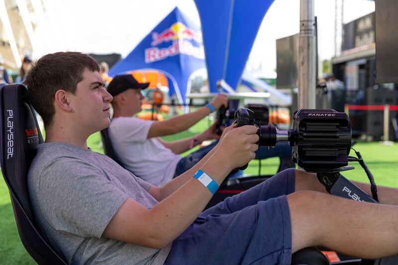 The F1 Fan Zone features race stimulators allowing fans to test their skills on the Yas Marina Circuit