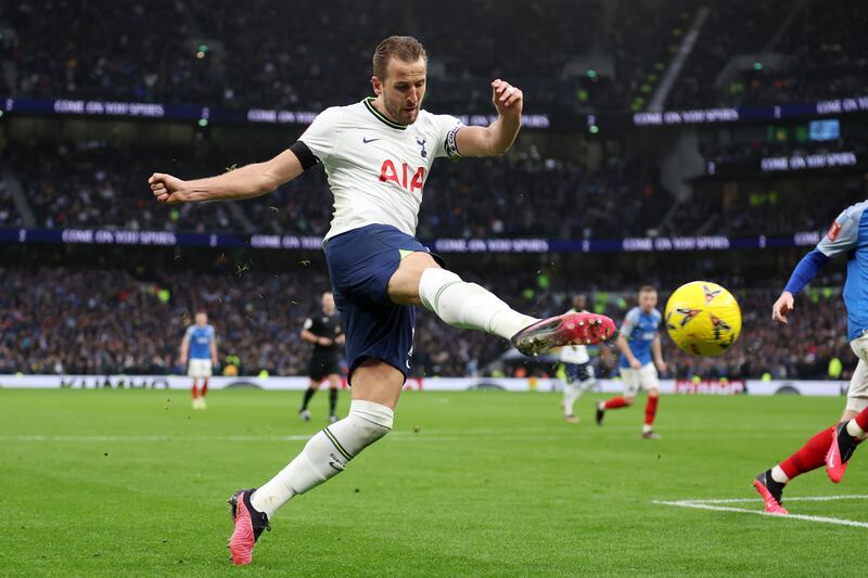 Harry Kane takes a shot. Getty