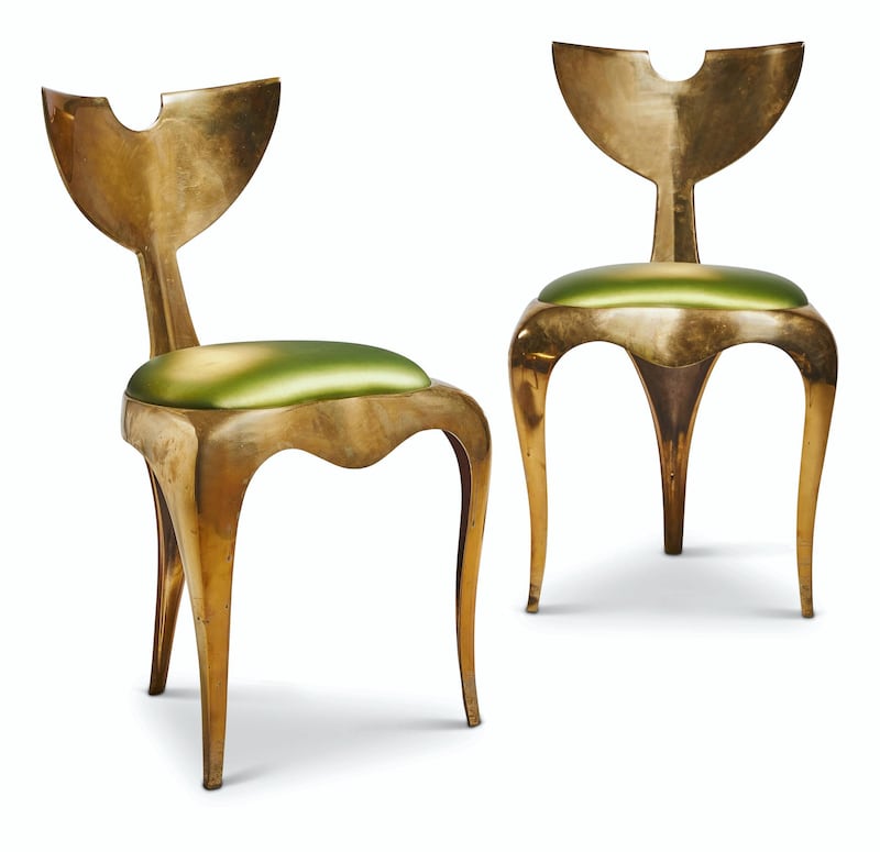 Lot 17: A pair of whaletail chairs. Photo: Dreweatts