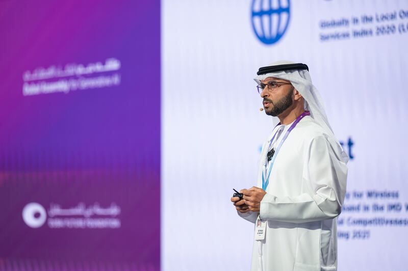 Matar Al Hemeiri, chief executive of the Digital Dubai Government Establishment at Digital Dubai, introducing the Dubai AI digital city concierge service on Wednesday. Photo: Dubai Future Foundation