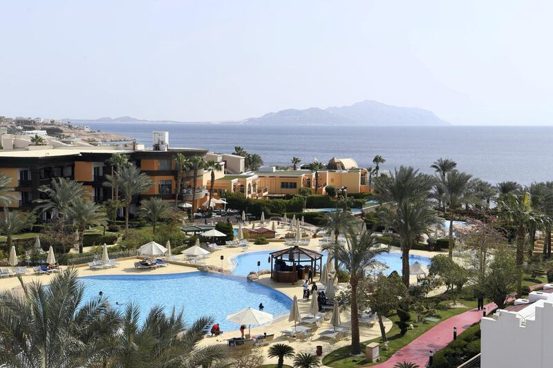 A picture taken on February 24, 2019, shows the Savoy resort in the Egyptian Red Sea resort of Sharm el-Sheikh. (Photo by Khaled DESOUKI / AFP)