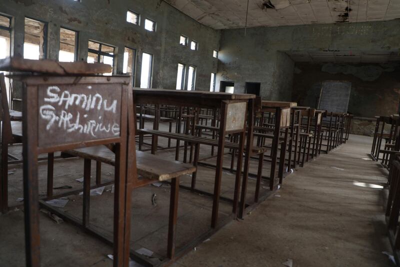 An empty classroom of the Government Science College in Kagara, where gunmen kidnapped 42 people. Criminal gangs, known locally as "bandits", have stepped up attacks on communities recently. AFP