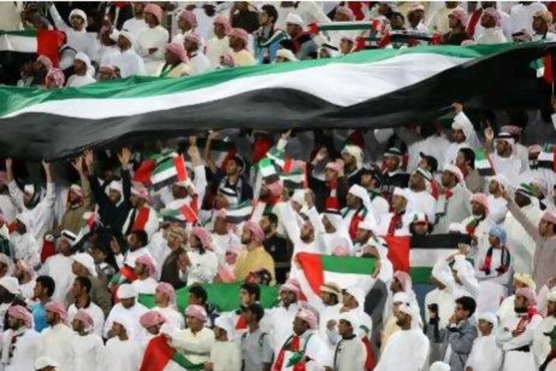 Fans celebrate the UAE Olympic team's win over Australia.