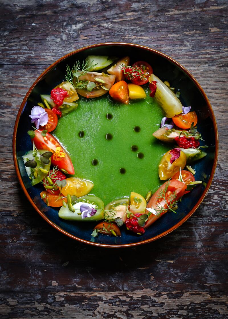A dish from DIFC restaurant Boca using De Haan's edible flowers. Photo: Mary Anne de Haan