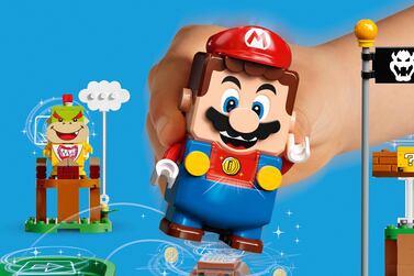 Lego Mario has a display to show emotions and game information on his belly. Courtesy Lego