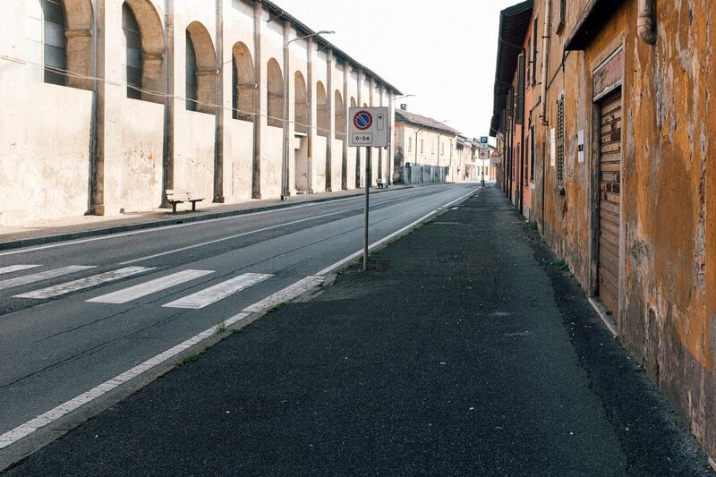 An empty street is seen in San Fiorano, one of the Italian towns on lockdown due to a coronavirus outbreak. Reuters