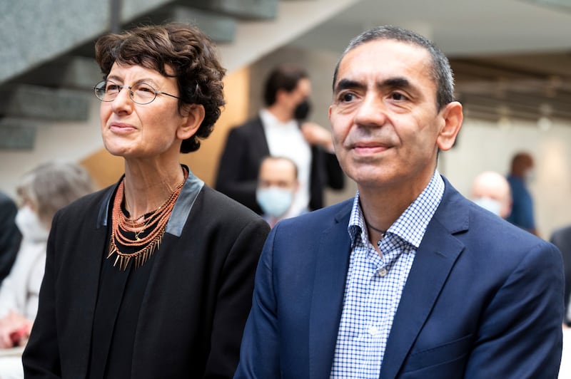 BioNTech founders Dr Ozlem Tureci, left, and her husband, Dr Ugur Sahin, have been widely celebrated for spearheading the creation of a Covid-19 vaccine. Photo: AP