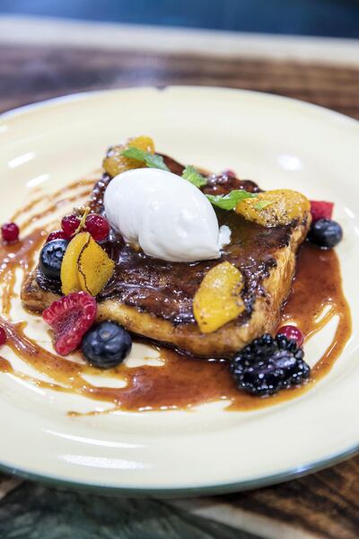 DUBAI, UNITED ARAB EMIRATES. 24 AUGUST 2020. RAW Coffee company at their newest location in Al Quoz. French toast menu item. (Photo: Antonie Robertson/The National) Journalist: Razmig Bedirian. Section: Lifestyle.