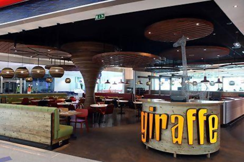 Giraffe's outlet inside the new Concourse A at Terminal 3 in Dubai International Airport. Courtesy Emirates Leisure Retail