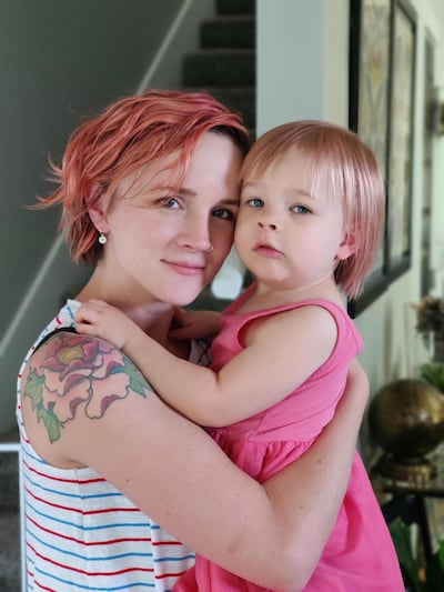 Artist Casey Drake with her daughter. Courtesy Casey Drake