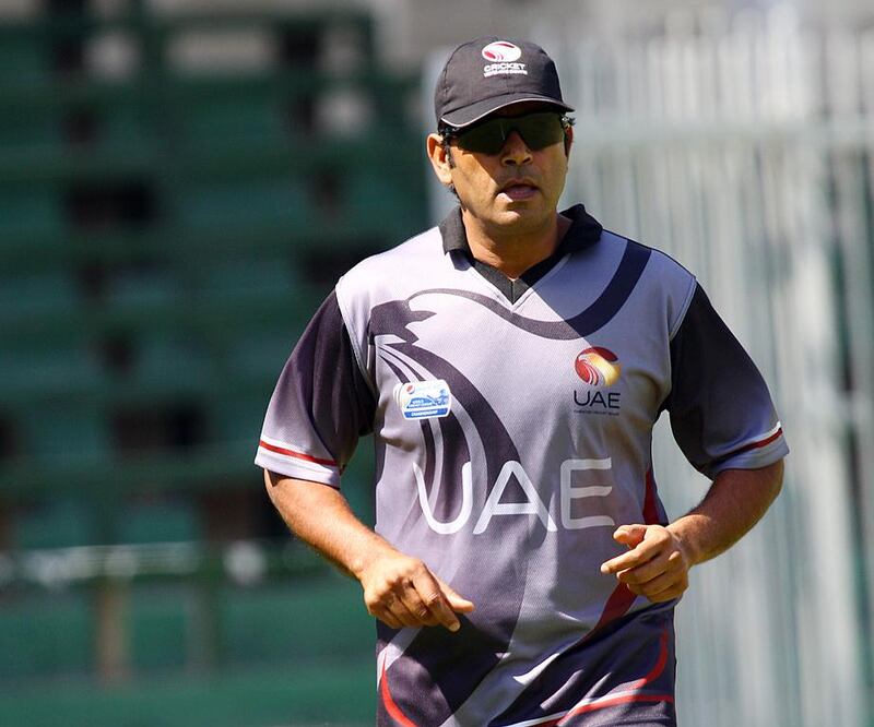 UAE coach Aaqib Javed thinks his side need not travel overseas during preparation for the ICC World Cup because of their state-of-the-art facilities and dry weather. Satish Kumar / The National

