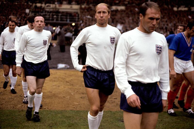 England's Ray Wilson, Bobby Charlton, Nobby Stiles, Martin Peters, Jimmy Greaves and Jack Charlton. PA