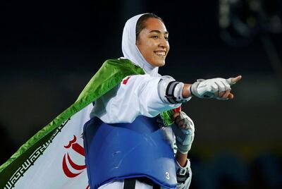 FILE PHOTO: 2016 Rio Olympics - Taekwondo - Women's -57kg Bronze Medal Finals - Carioca Arena 3 - Rio de Janeiro, Brazil - 18/08/2016. Kimia Alizadeh Zenoorin (IRI) of Iran celebrates.  REUTERS/Peter Cziborra FOR EDITORIAL USE ONLY. NOT FOR SALE FOR MARKETING OR ADVERTISING CAMPAIGNS./File Photo