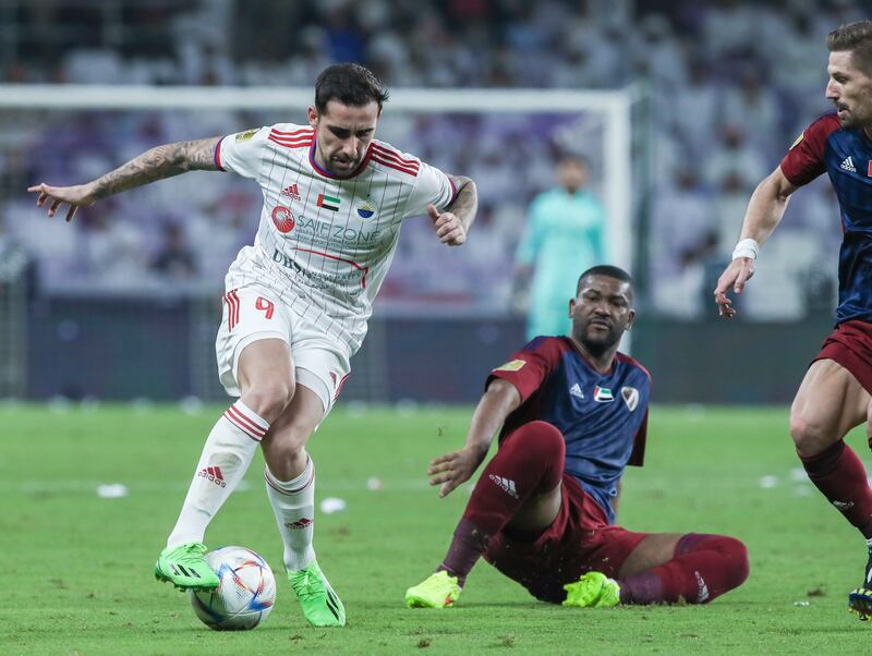 Paco Alcacer on the ball during the President’s Cup final at the Hazza bin Zayed Stadium. Victor Besa / The National