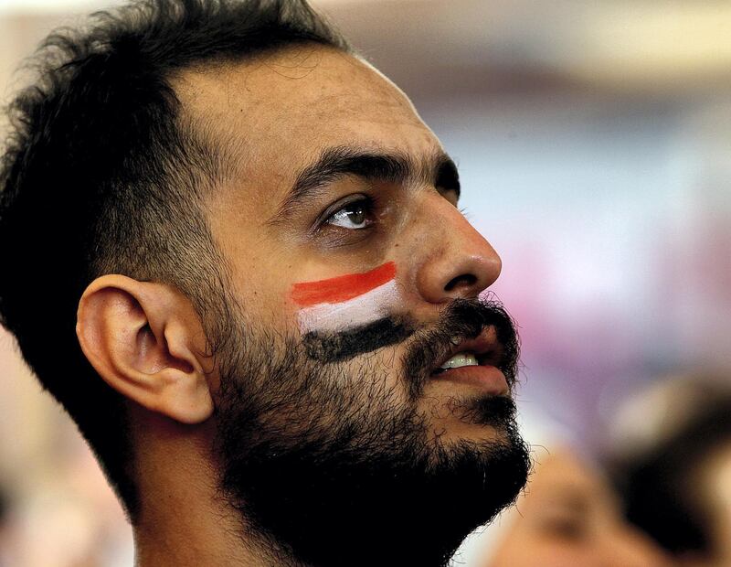 Dubai, June, 15, 2018:  Egyptian fan react after losing against Uruguay in the World Cup in Dubai. Satish Kumar for the National