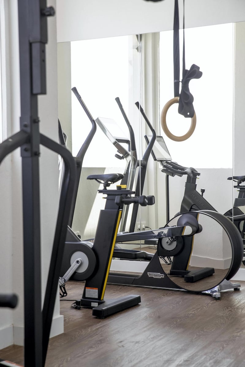 DUBAI, UNITED ARAB EMIRATES. 24 OCTOBER 2020. Halim Shehadeh’s private gym in his home on the Palm in Dubai. (Photo: Antonie Robertson/The National) Journalist: David. Section: Luxury.
