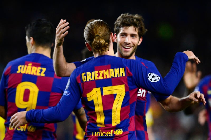 Barcelona's Antoine Griezmann celebrates his goal. AFP