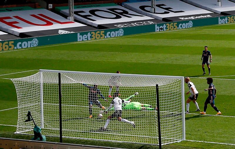 Arsenal striker Alexandre Lacazette scores the opener. AFP