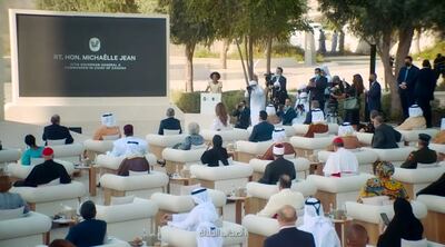 A screengrab from the 2022 Zayed Award for Human Fraternity ceremony, held at the Founder's Memorial in Abu Dhabi. Photo: Higher Committee for Human Fraternity