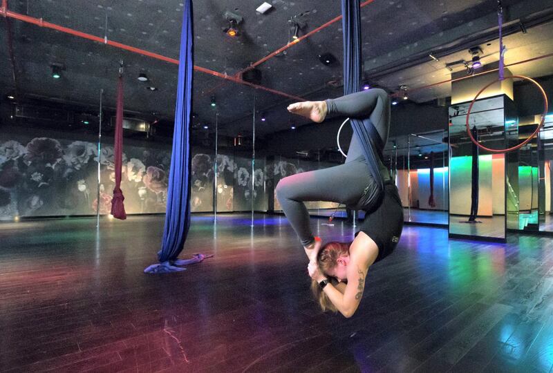 Dubai, United Arab Emirates -Aerial class  at the Studio Republik.  Leslie Pableo for The National