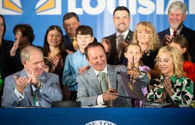 Louisiana Governor Jeff Landry signs bills related to his education plan on Wednesday. AP