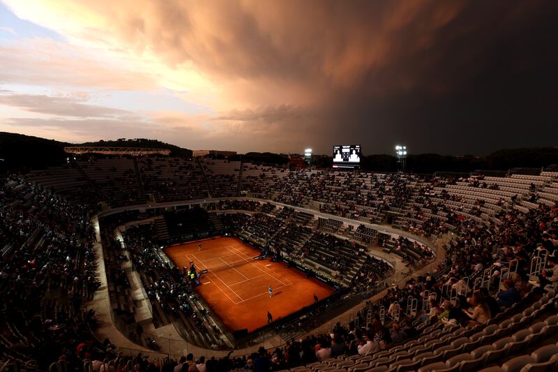 Centre court at Foro Italico in Rome, Italy, as Ons Jabeur of Tunisia faces Sorana Cristea of Romania at the Internazionali BNL D'Italiay. Getty Images