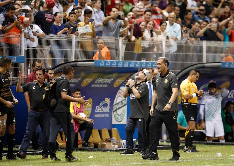 Maradona celebrates his team's 4-1 win. AP Photo