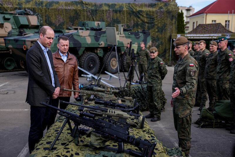 Prince William met Polish Defence Minister Mariusz Blaszczak and spoke to Polish and British troops. Reuters