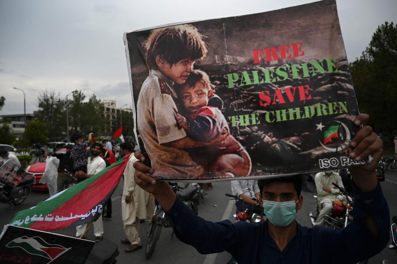Demonstrators in Islamabad take part in a protest against Israel's attacks on the Palestinian Gaza Strip. AFP